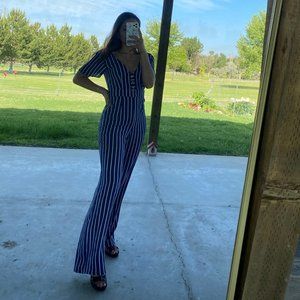 Palazzo Blue and White Stripped Jumpsuit